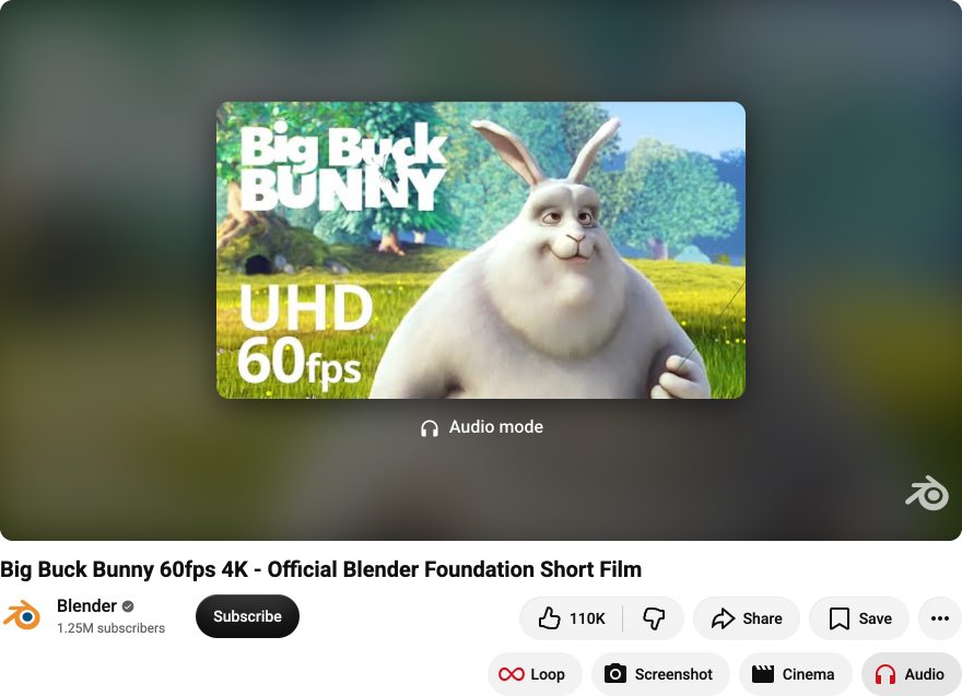 A video playing in audio mode