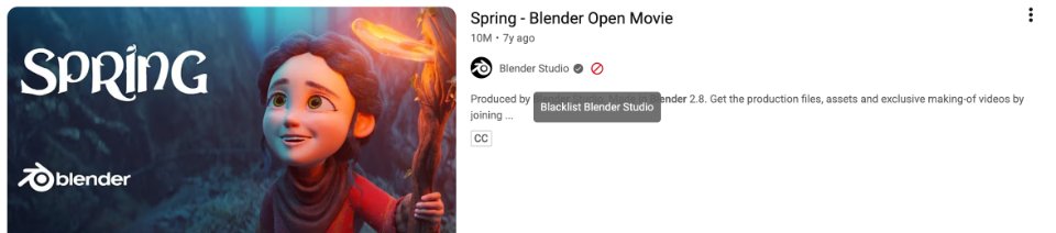 Blacklisting a channel from a search result