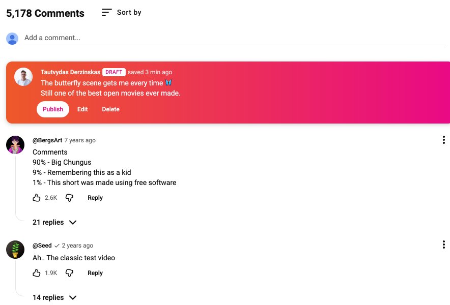 A comment draft above the comments
