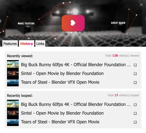 Recently viewed & looped videos in the popup